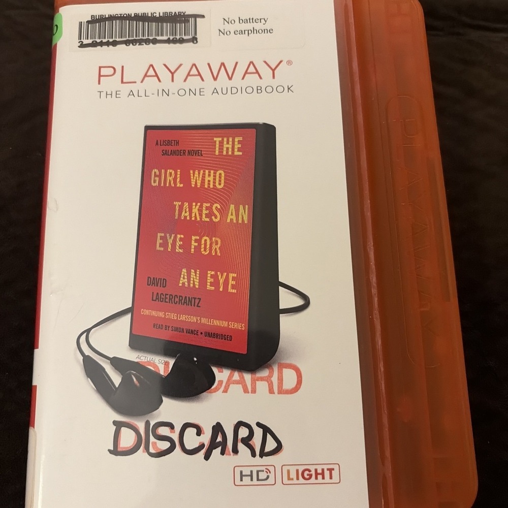 Playaway Audio Book Ex Library The Girl Who Takes An Eye For An Eye Lagercrantz
